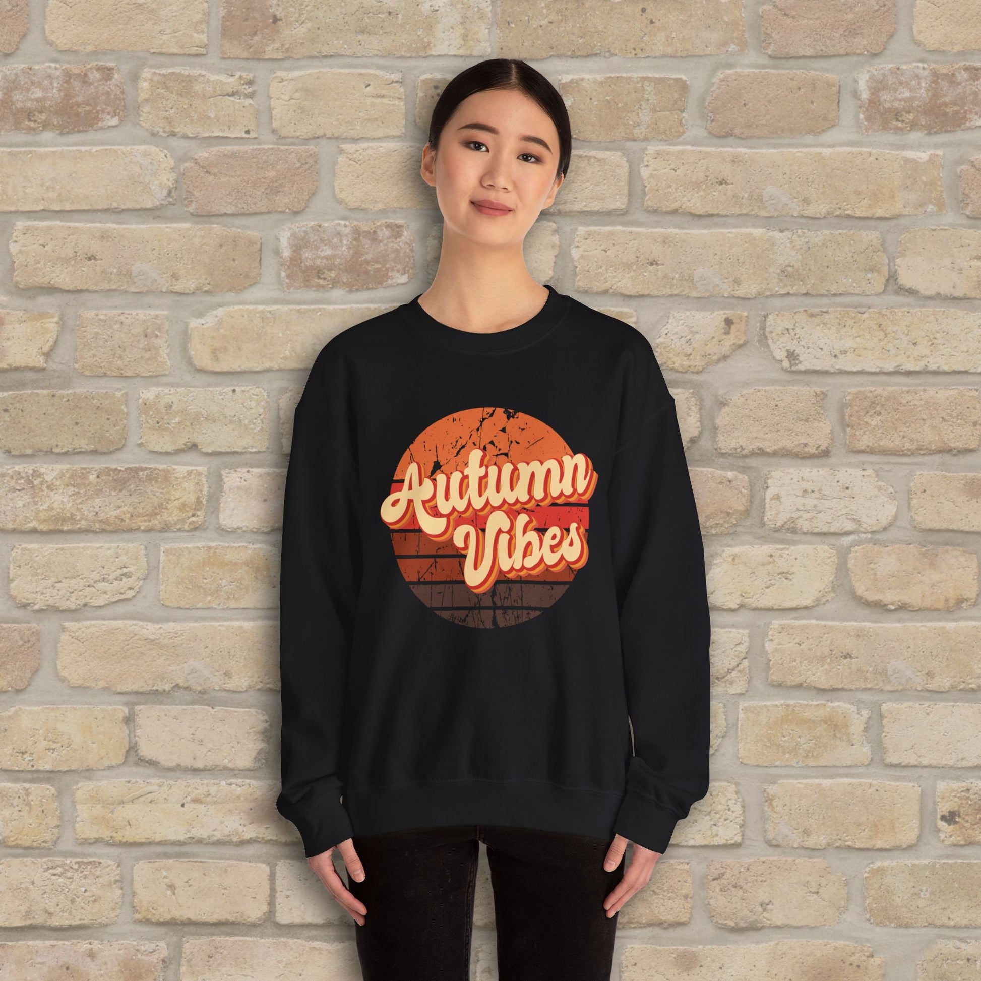 Graphic & Text Autumn Sunset Vibes Sweatshirt - Vibrant Styles