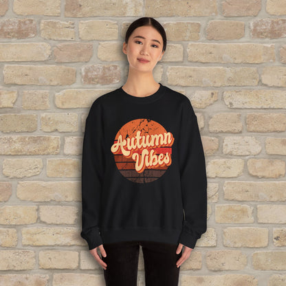 Graphic & Text Autumn Sunset Vibes Sweatshirt - Vibrant Styles