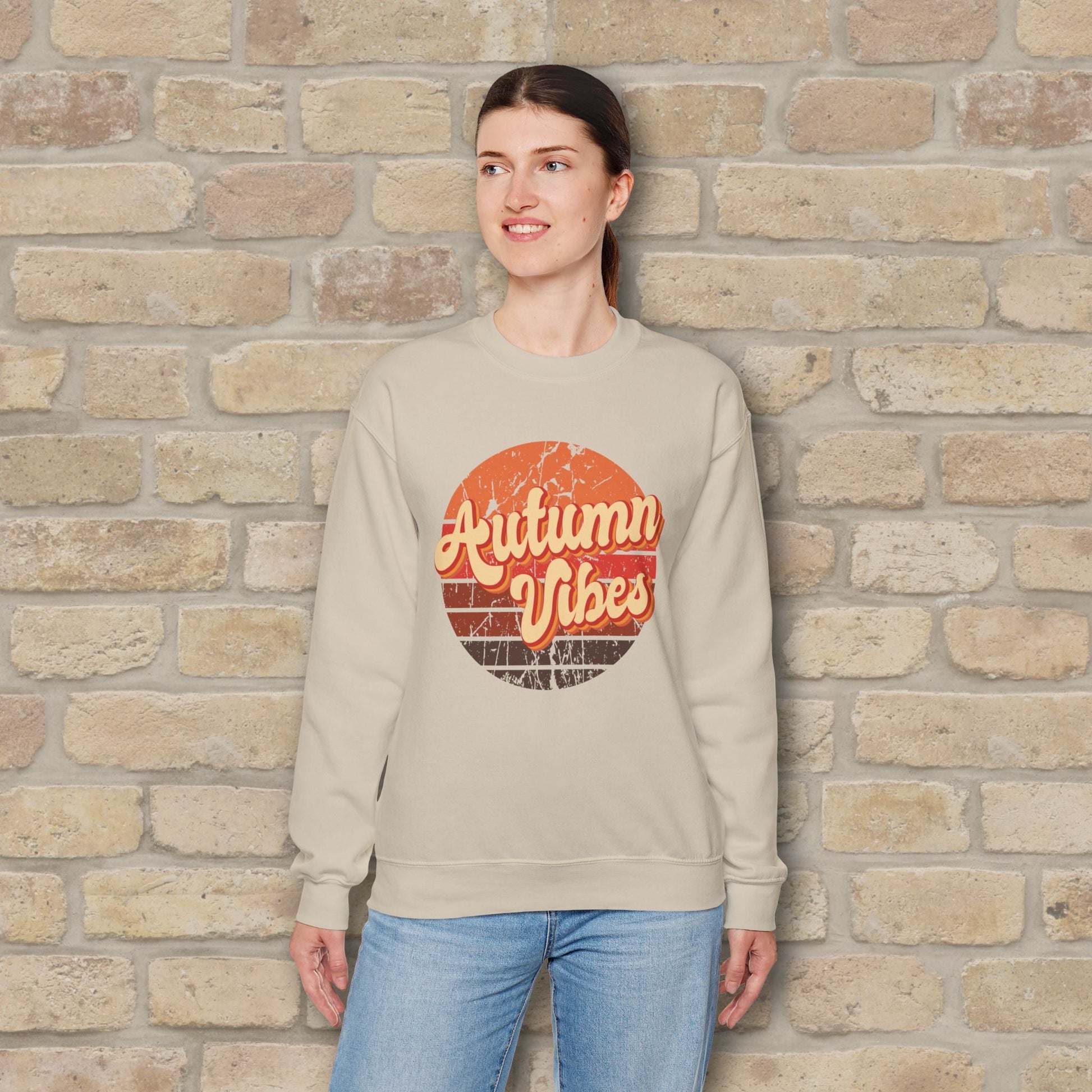 Graphic & Text Autumn Sunset Vibes Sweatshirt - Vibrant Styles