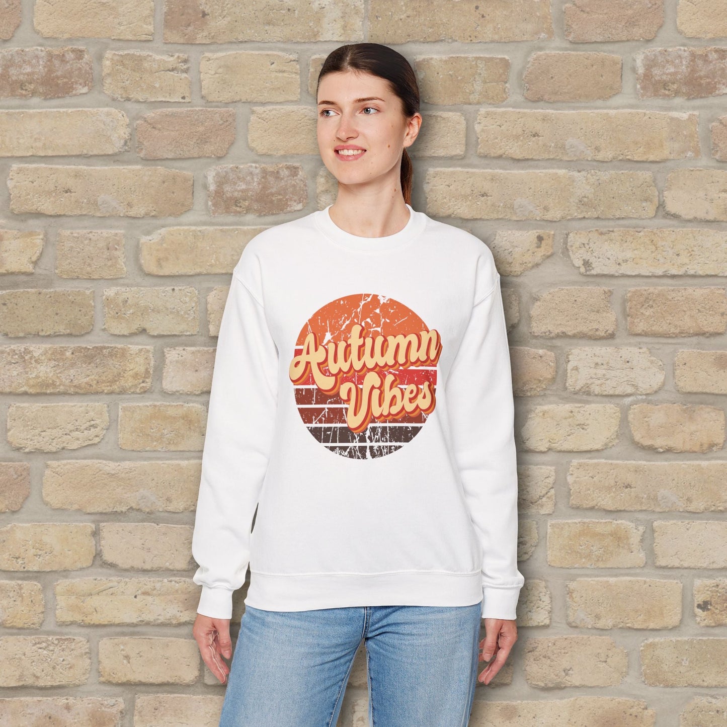 Graphic & Text Autumn Sunset Vibes Sweatshirt - Vibrant Styles