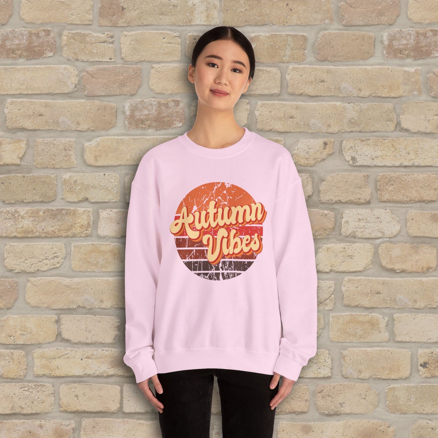 Graphic & Text Autumn Sunset Vibes Sweatshirt - Vibrant Styles