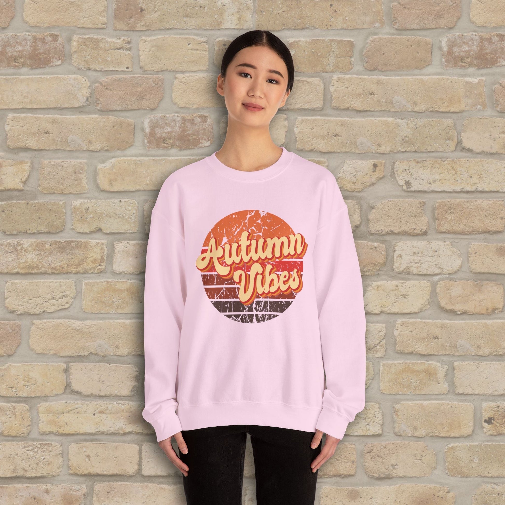 Graphic & Text Autumn Sunset Vibes Sweatshirt - Vibrant Styles