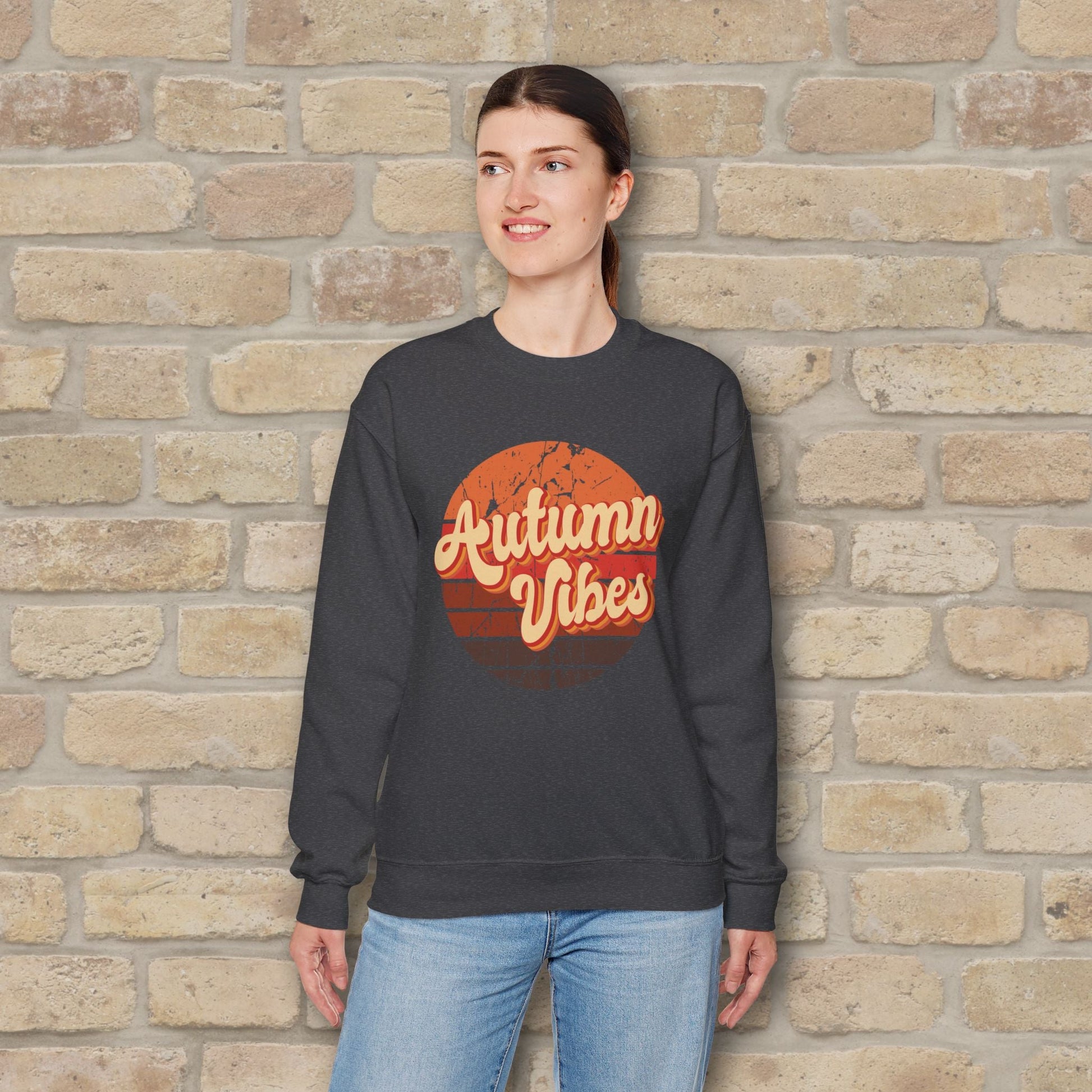 Graphic & Text Autumn Sunset Vibes Sweatshirt - Vibrant Styles