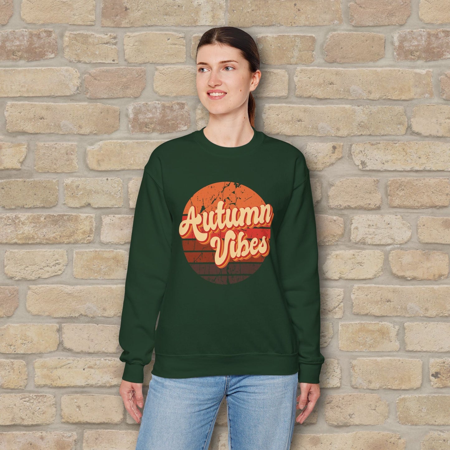 Graphic & Text Autumn Sunset Vibes Sweatshirt - Vibrant Styles