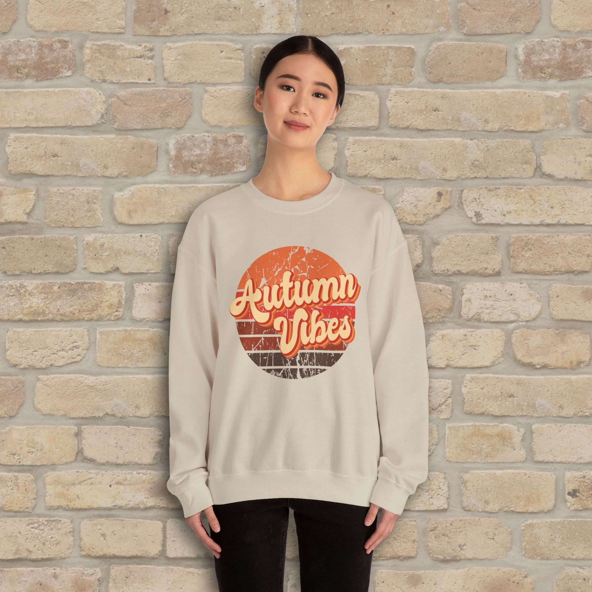 Graphic & Text Autumn Sunset Vibes Sweatshirt - Vibrant Styles