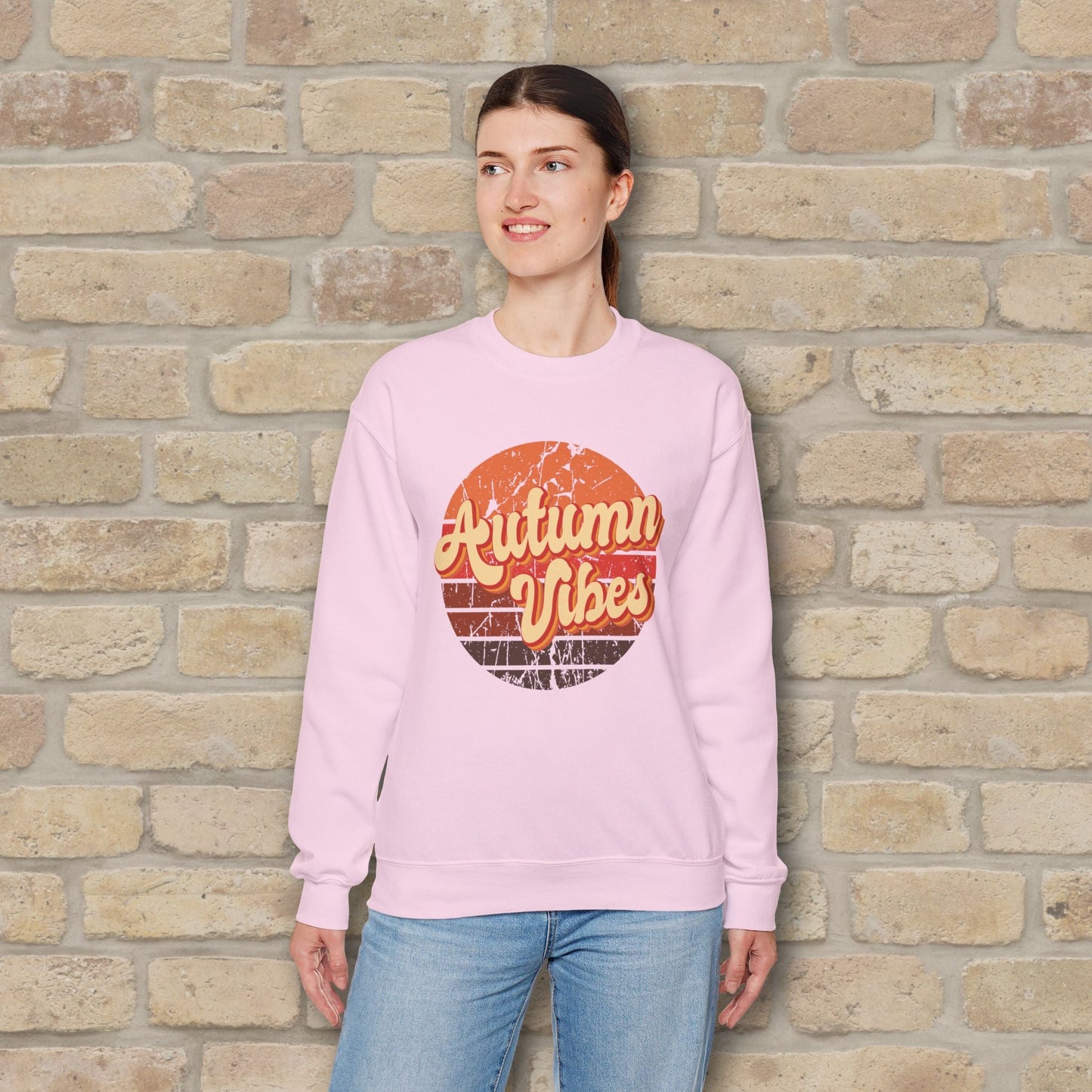Graphic & Text Autumn Sunset Vibes Sweatshirt - Vibrant Styles