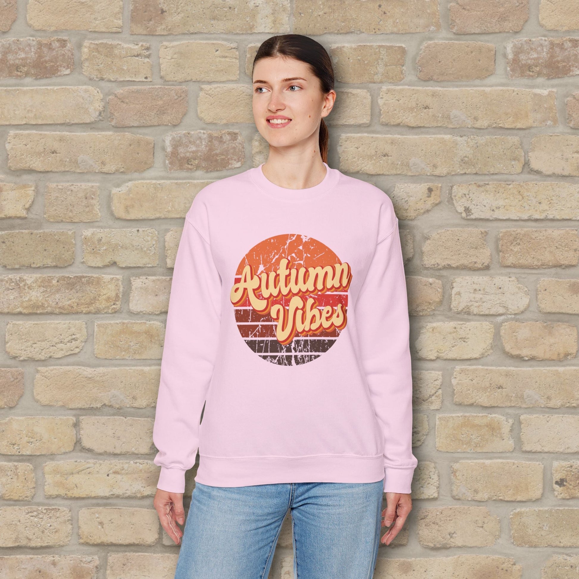 Graphic & Text Autumn Sunset Vibes Sweatshirt - Vibrant Styles