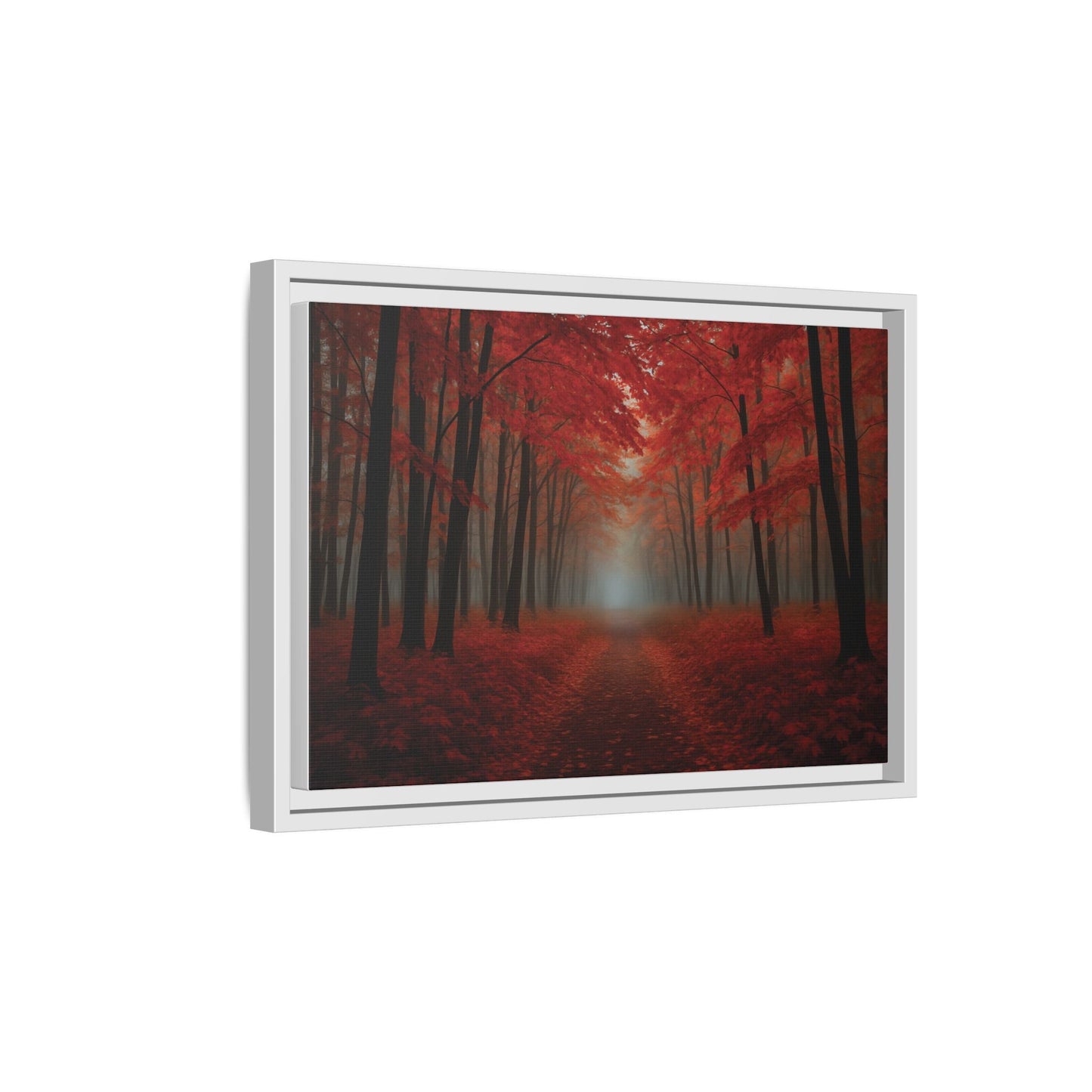 Canvas Autumn Woods Path Matte Canvas, Pinewood Framed - Vibrant Styles