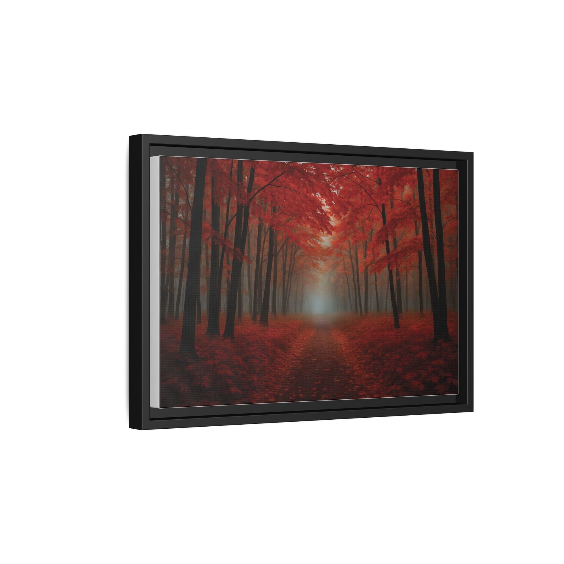 Canvas Autumn Woods Path Matte Canvas, Pinewood Framed - Vibrant Styles