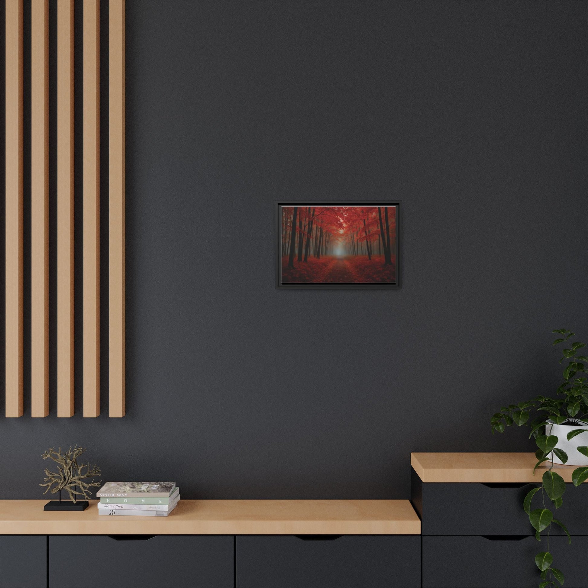 Canvas Autumn Woods Path Matte Canvas, Pinewood Framed - Vibrant Styles