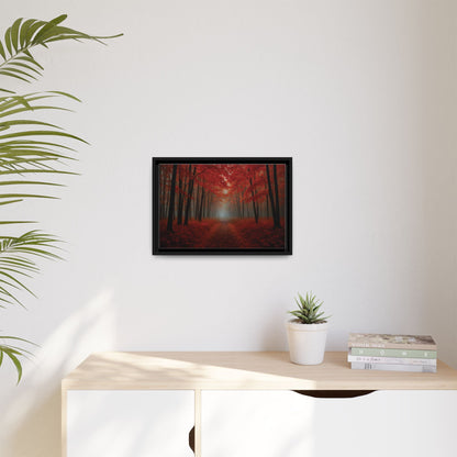 Canvas Autumn Woods Path Matte Canvas, Pinewood Framed - Vibrant Styles