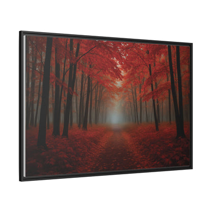 Canvas Autumn Woods Path Matte Canvas, Pinewood Framed - Vibrant Styles