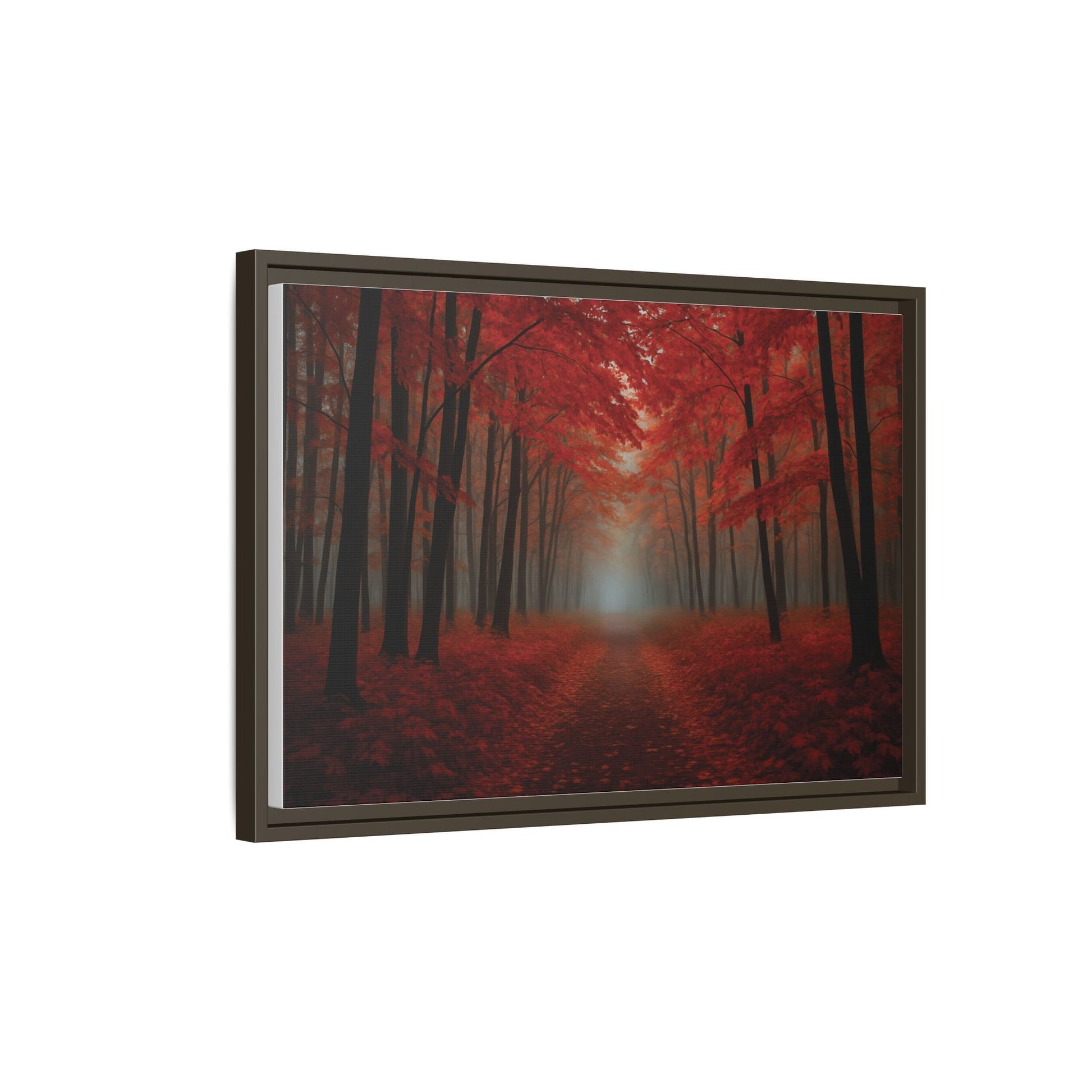 Canvas Autumn Woods Path Matte Canvas, Pinewood Framed - Vibrant Styles