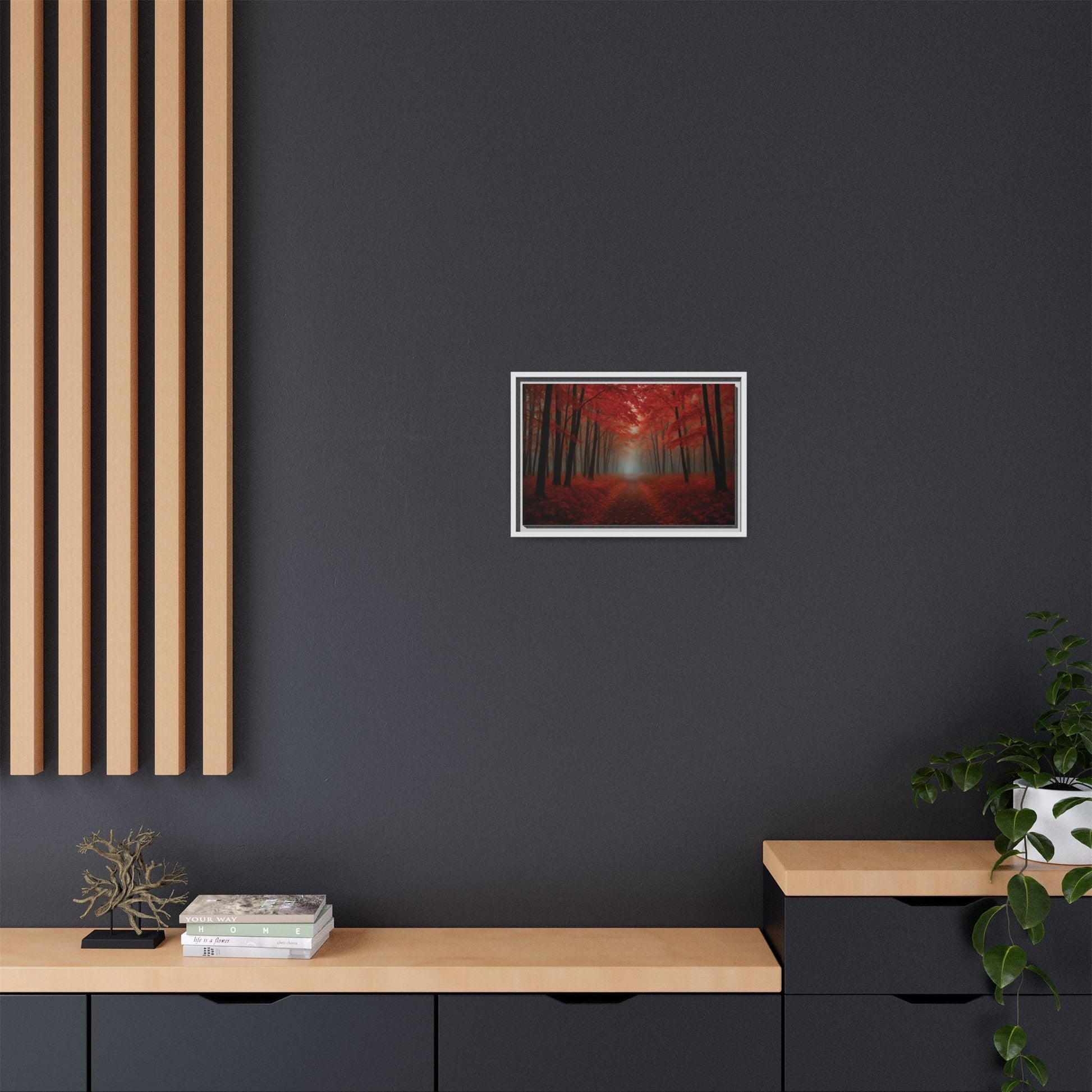 Canvas Autumn Woods Path Matte Canvas, Pinewood Framed - Vibrant Styles