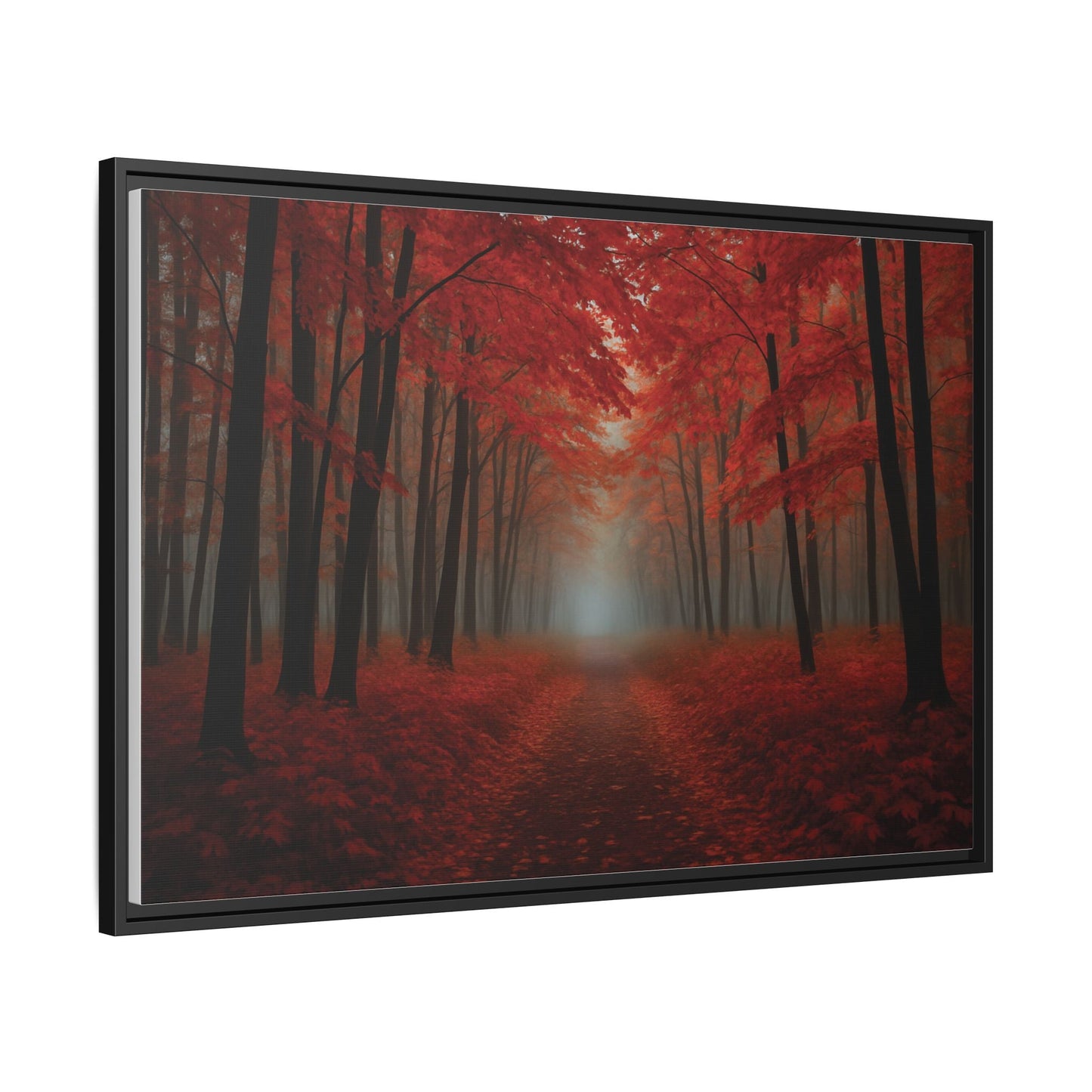 Canvas Autumn Woods Path Matte Canvas, Pinewood Framed - Vibrant Styles
