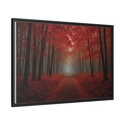 Canvas Autumn Woods Path Matte Canvas, Pinewood Framed - Vibrant Styles