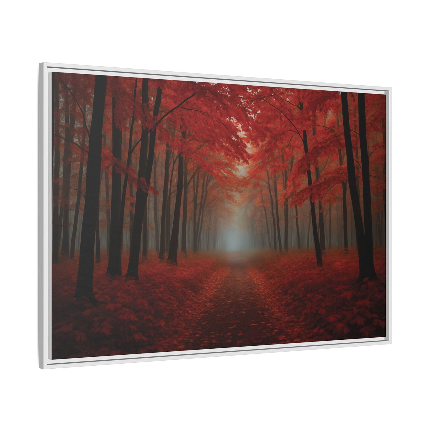 Canvas Autumn Woods Path Matte Canvas, Pinewood Framed - Vibrant Styles