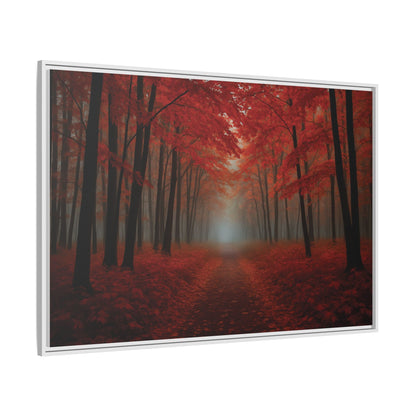Canvas Autumn Woods Path Matte Canvas, Pinewood Framed - Vibrant Styles