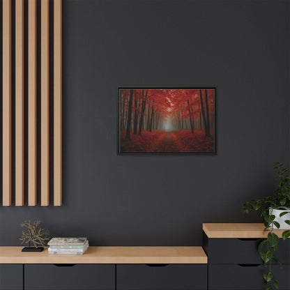 Canvas Autumn Woods Path Matte Canvas, Pinewood Framed - Vibrant Styles