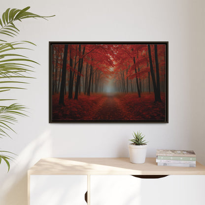 Canvas Autumn Woods Path Matte Canvas, Pinewood Framed - Vibrant Styles