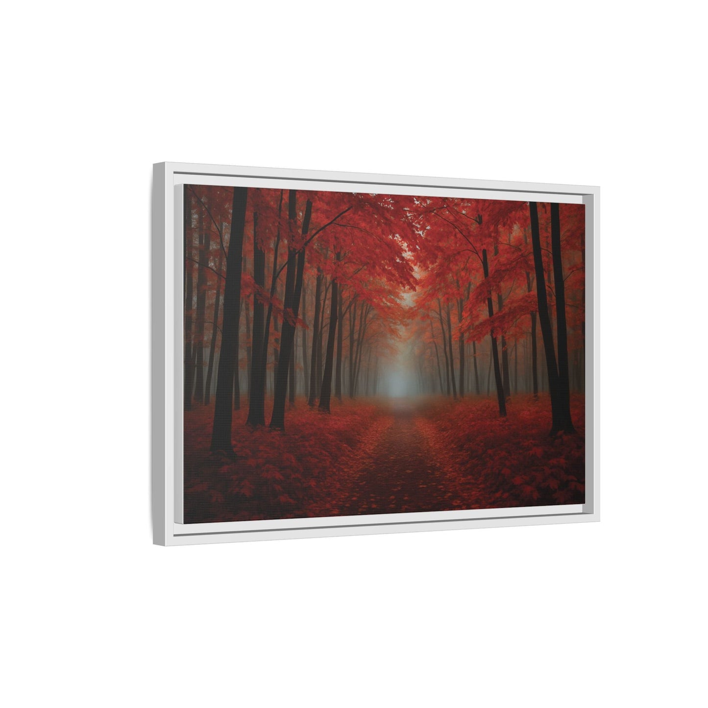 Canvas Autumn Woods Path Matte Canvas, Pinewood Framed - Vibrant Styles