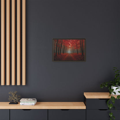 Canvas Autumn Woods Path Matte Canvas, Pinewood Framed - Vibrant Styles
