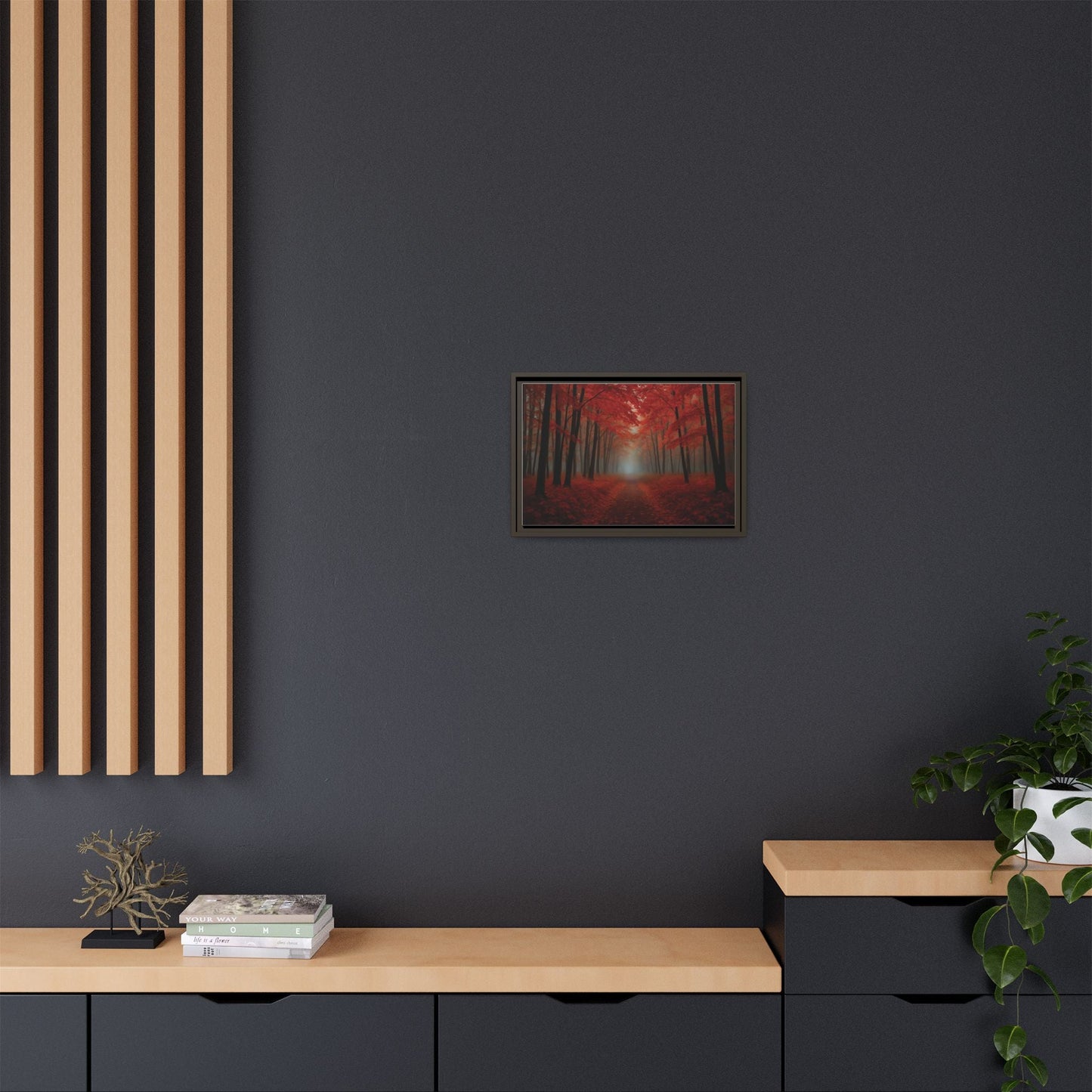 Canvas Autumn Woods Path Matte Canvas, Pinewood Framed - Vibrant Styles