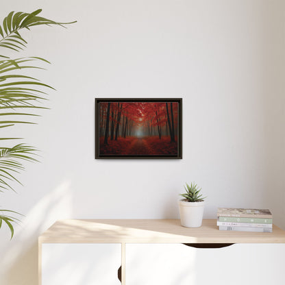 Canvas Autumn Woods Path Matte Canvas, Pinewood Framed - Vibrant Styles