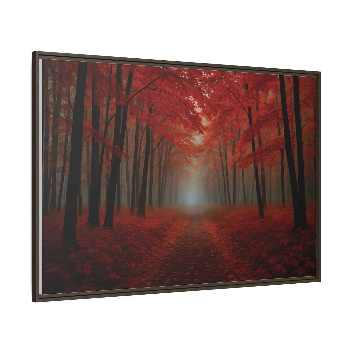 Canvas Autumn Woods Path Matte Canvas, Pinewood Framed - Vibrant Styles