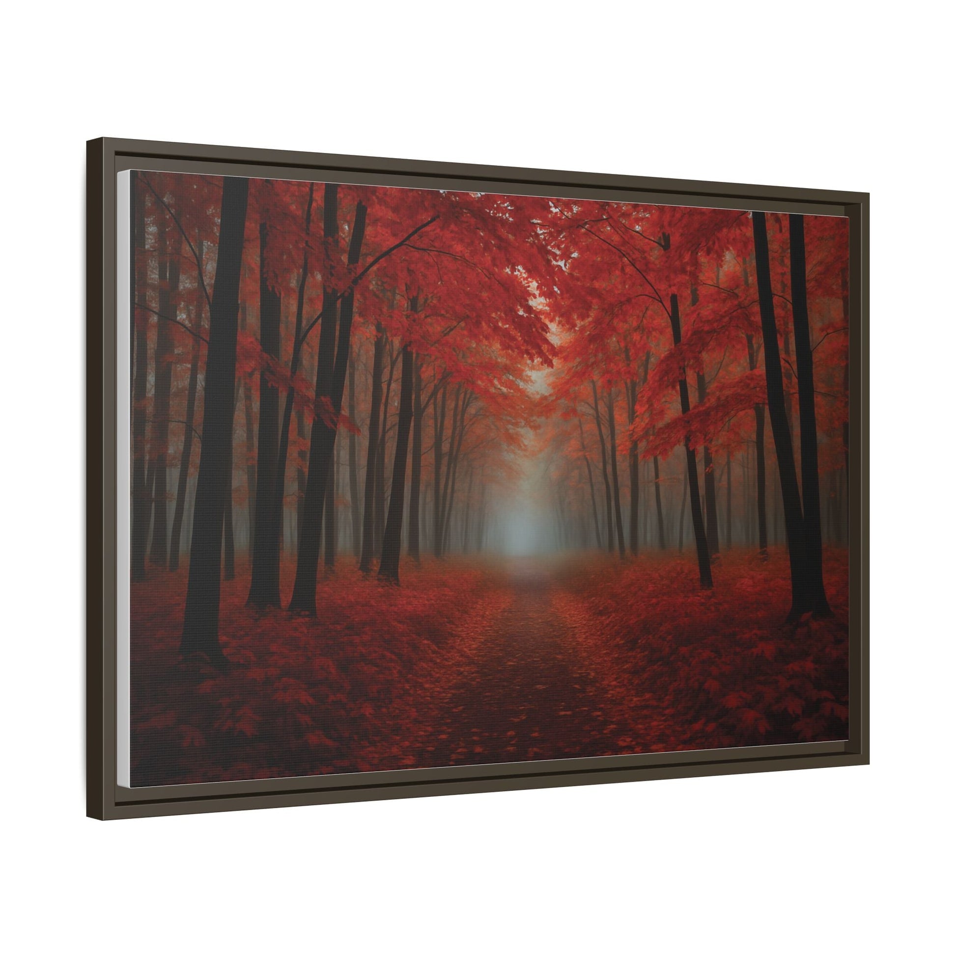 Canvas Autumn Woods Path Matte Canvas, Pinewood Framed - Vibrant Styles