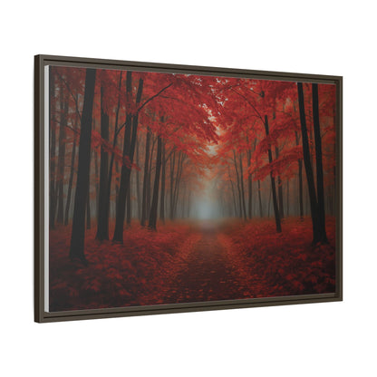 Canvas Autumn Woods Path Matte Canvas, Pinewood Framed - Vibrant Styles