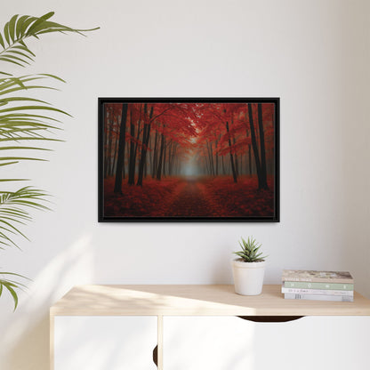 Canvas Autumn Woods Path Matte Canvas, Pinewood Framed - Vibrant Styles