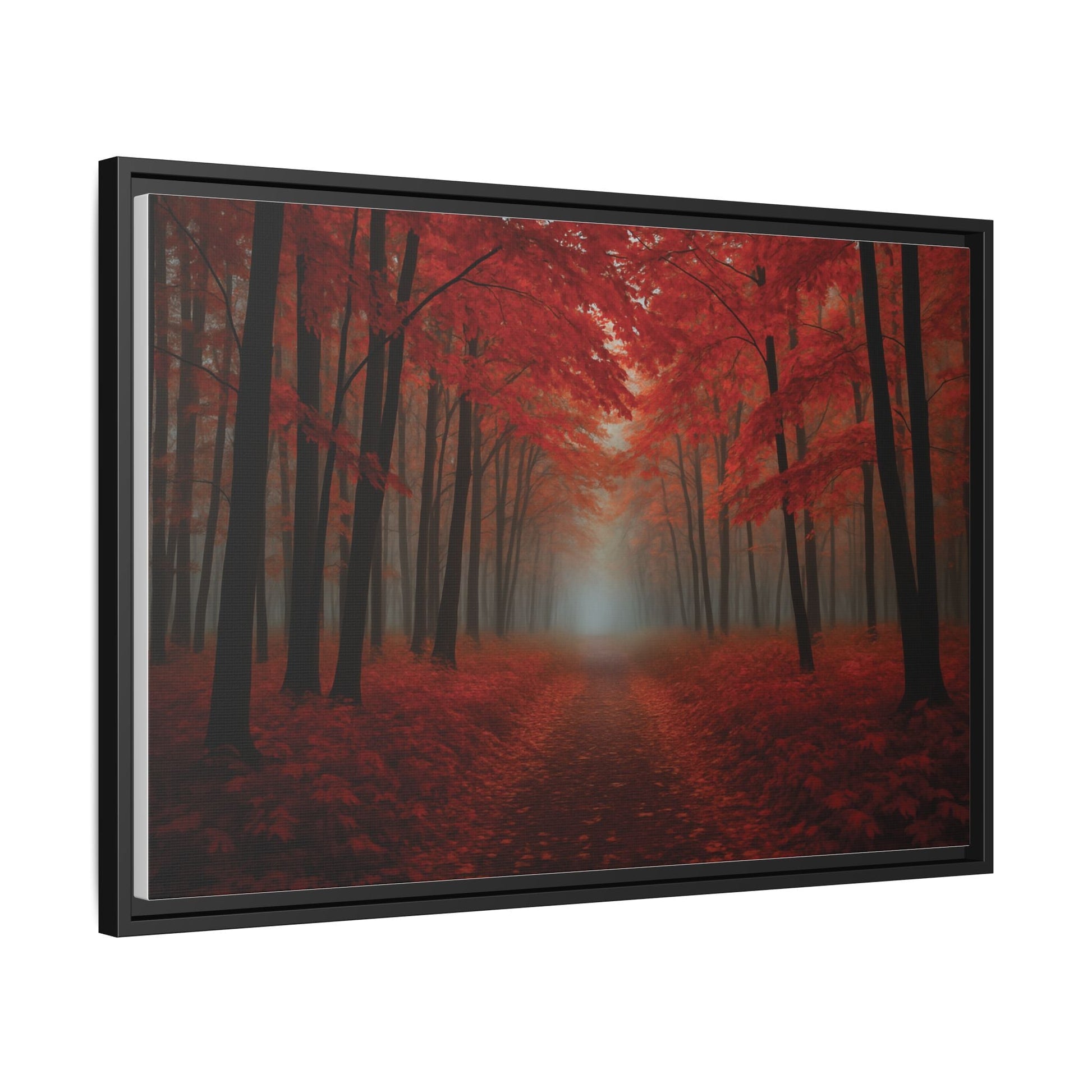 Canvas Autumn Woods Path Matte Canvas, Pinewood Framed - Vibrant Styles