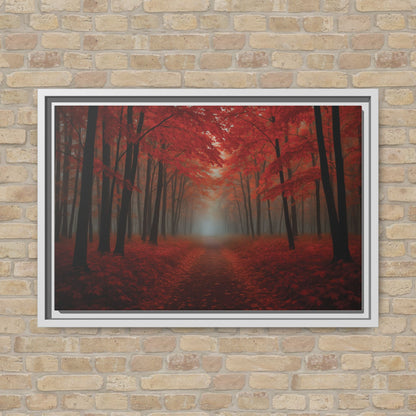 Canvas Autumn Woods Path Matte Canvas, Pinewood Framed - Vibrant Styles