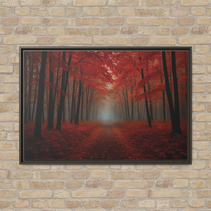 Canvas Autumn Woods Path Matte Canvas, Pinewood Framed - Vibrant Styles
