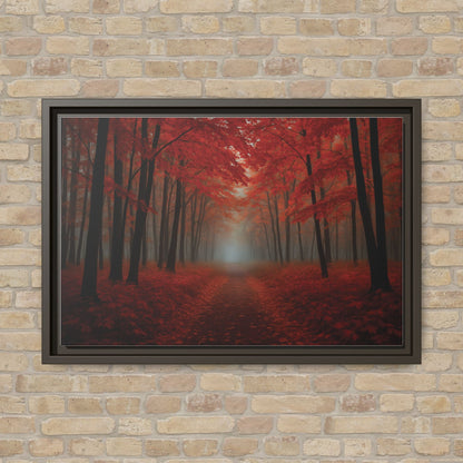 Canvas Autumn Woods Path Matte Canvas, Pinewood Framed - Vibrant Styles