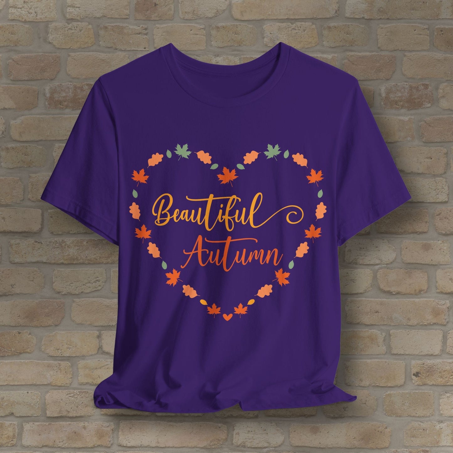 Graphic & Text Beautiful Autumn Heart Tee - Vibrant Styles