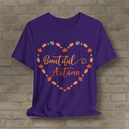 Graphic & Text Beautiful Autumn Heart Tee - Vibrant Styles