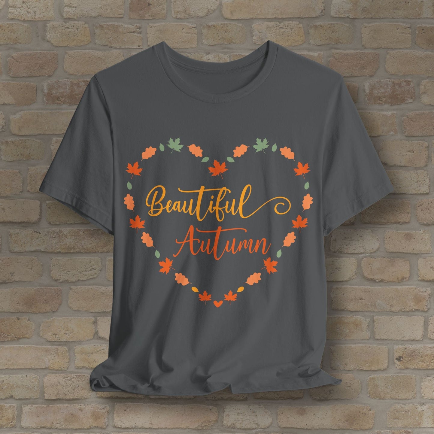 Graphic & Text Beautiful Autumn Heart Tee - Vibrant Styles
