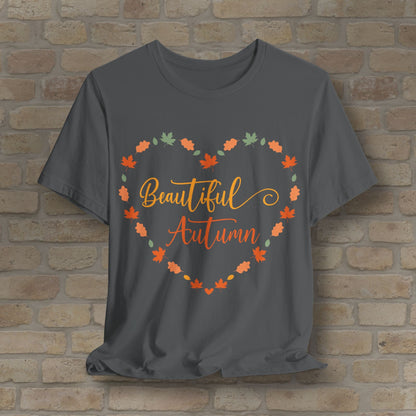 Graphic & Text Beautiful Autumn Heart Tee - Vibrant Styles