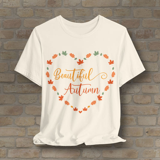 Graphic & Text Beautiful Autumn Heart Tee - Vibrant Styles