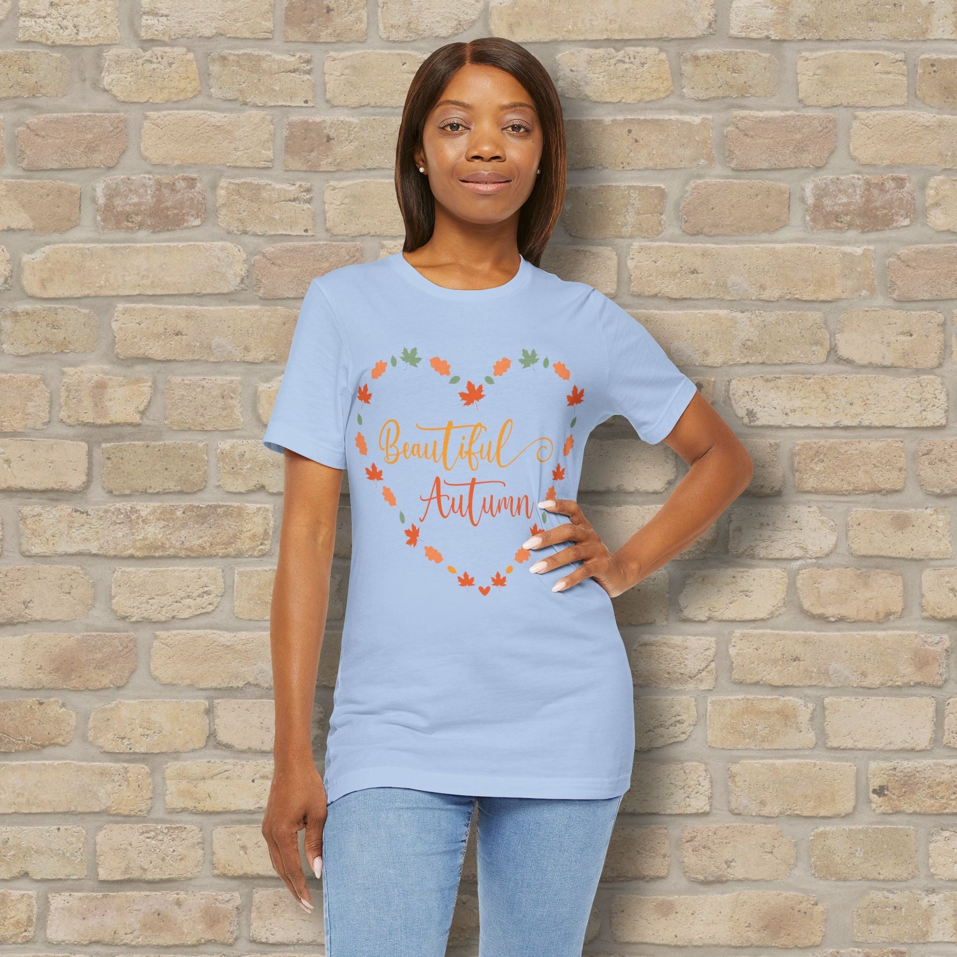 Graphic & Text Beautiful Autumn Heart Tee - Vibrant Styles