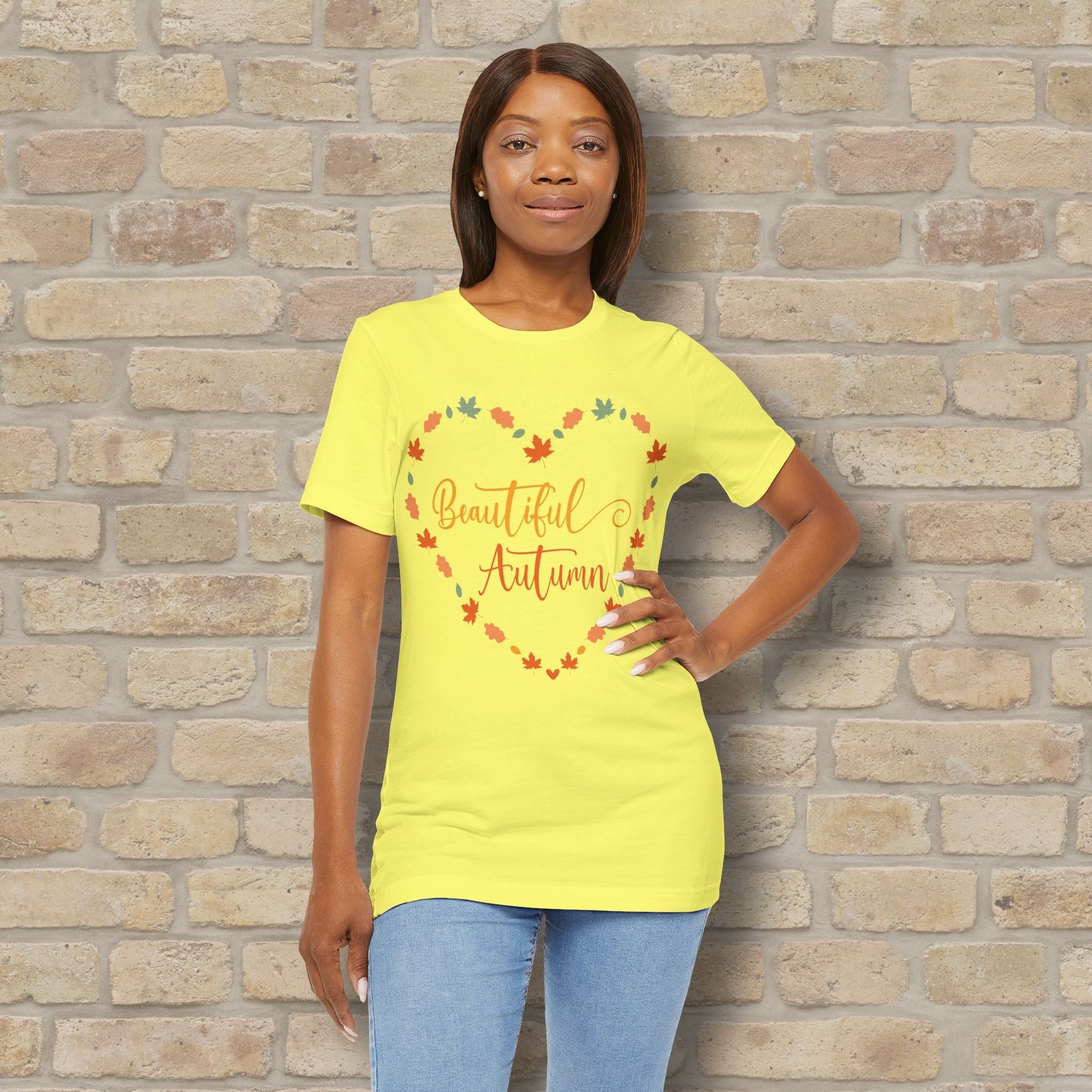 Graphic & Text Beautiful Autumn Heart Tee - Vibrant Styles