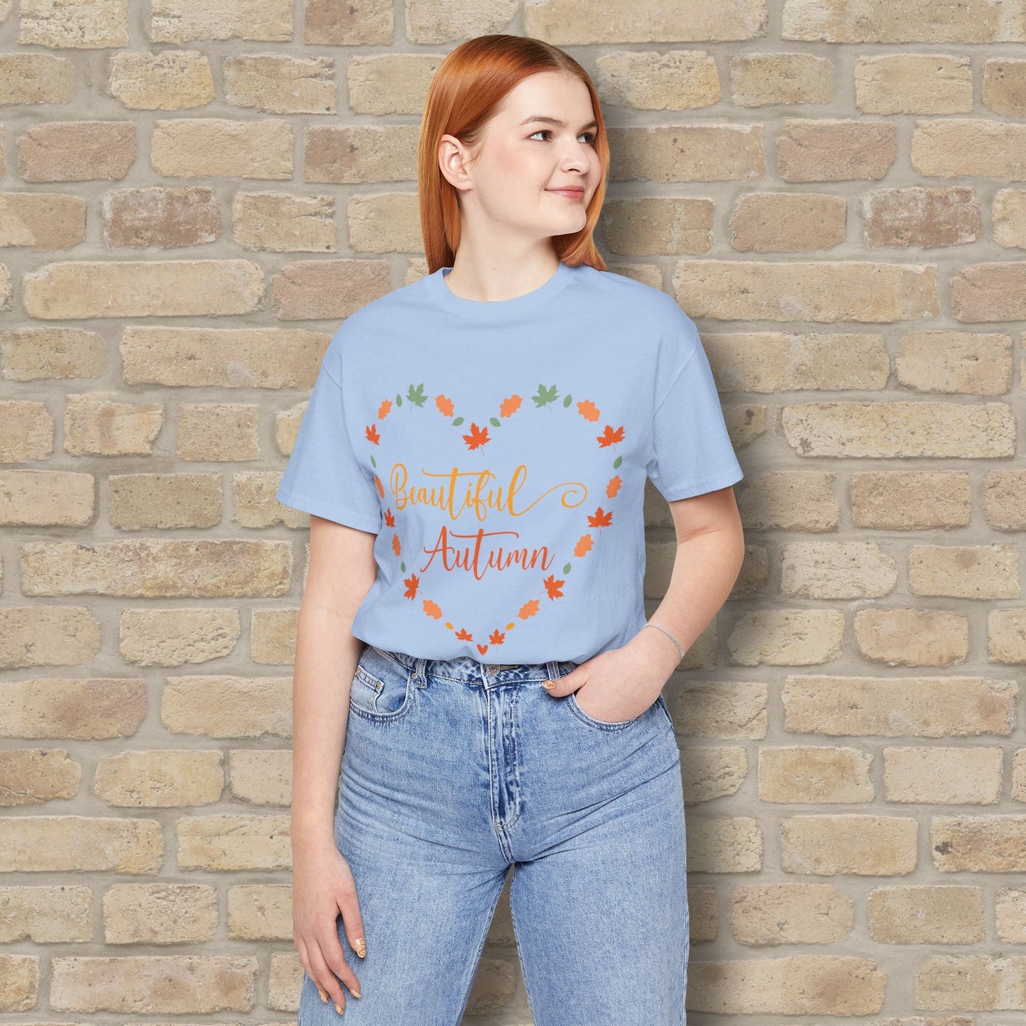 Graphic & Text Beautiful Autumn Heart Tee - Vibrant Styles