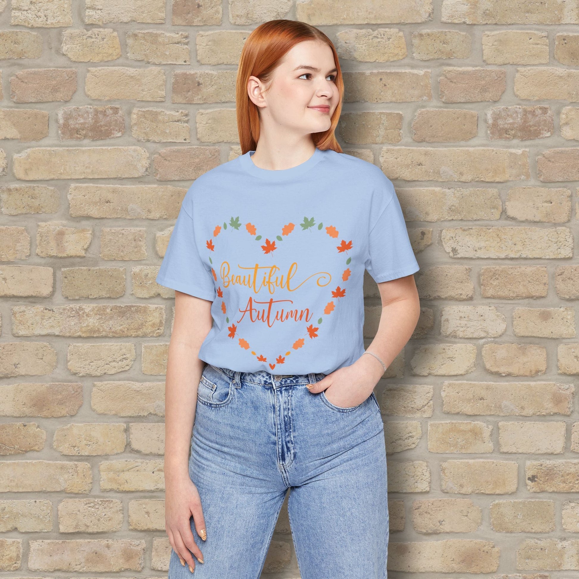 Graphic & Text Beautiful Autumn Heart Tee - Vibrant Styles
