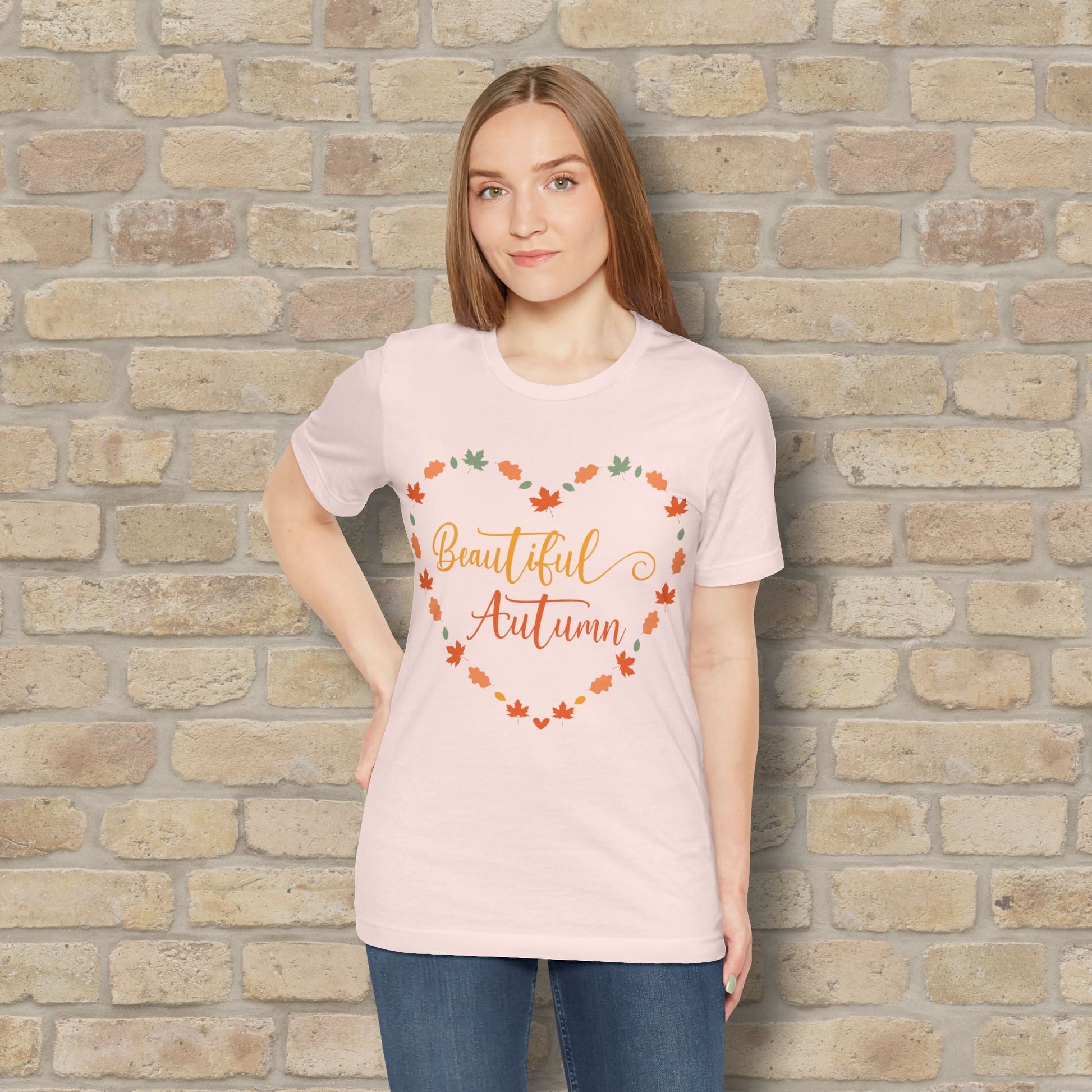 Graphic & Text Beautiful Autumn Heart Tee - Vibrant Styles