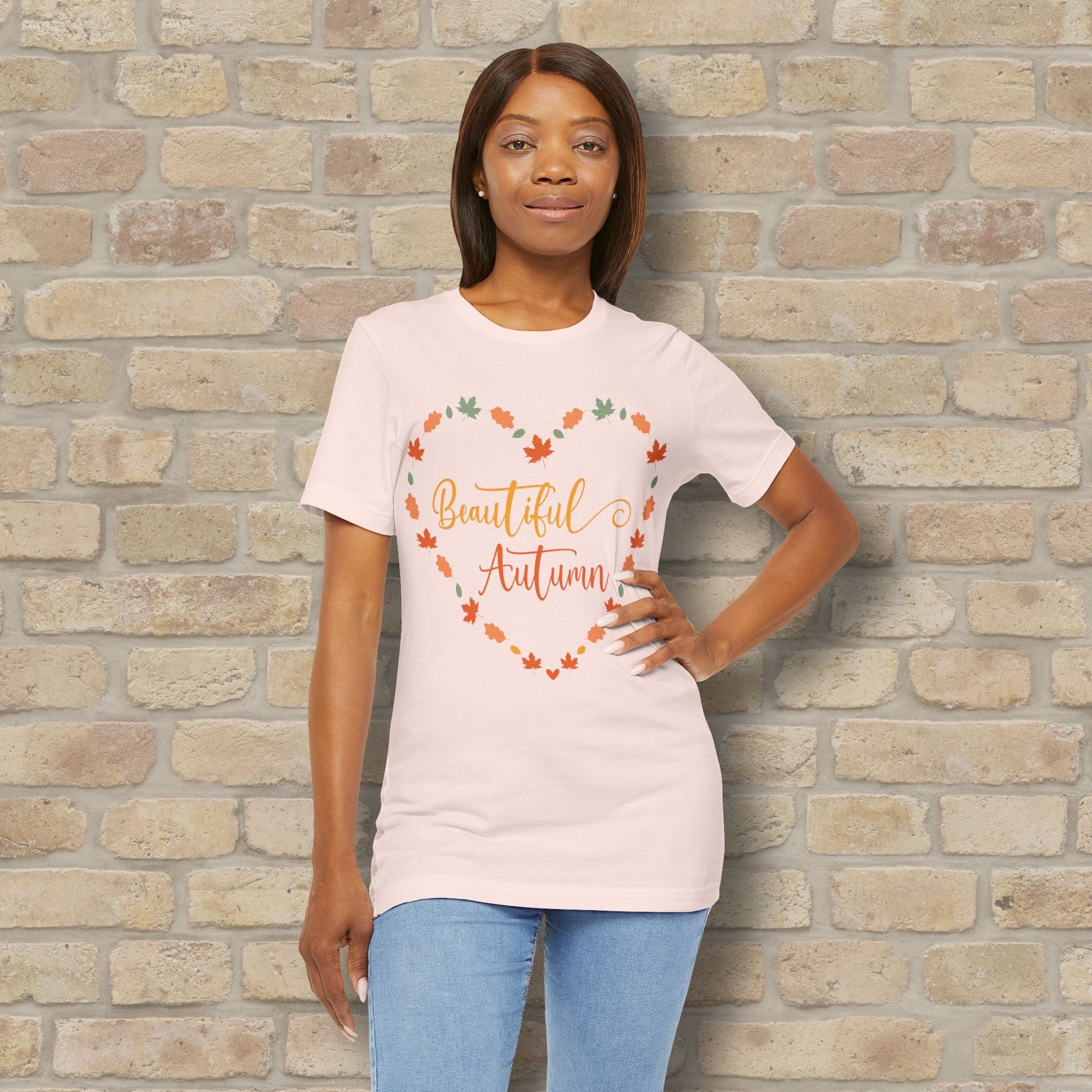 Graphic & Text Beautiful Autumn Heart Tee - Vibrant Styles