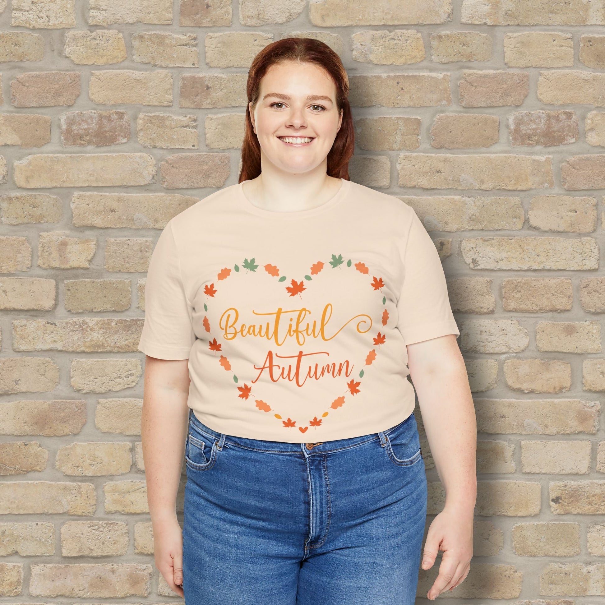 Graphic & Text Beautiful Autumn Heart Tee - Vibrant Styles