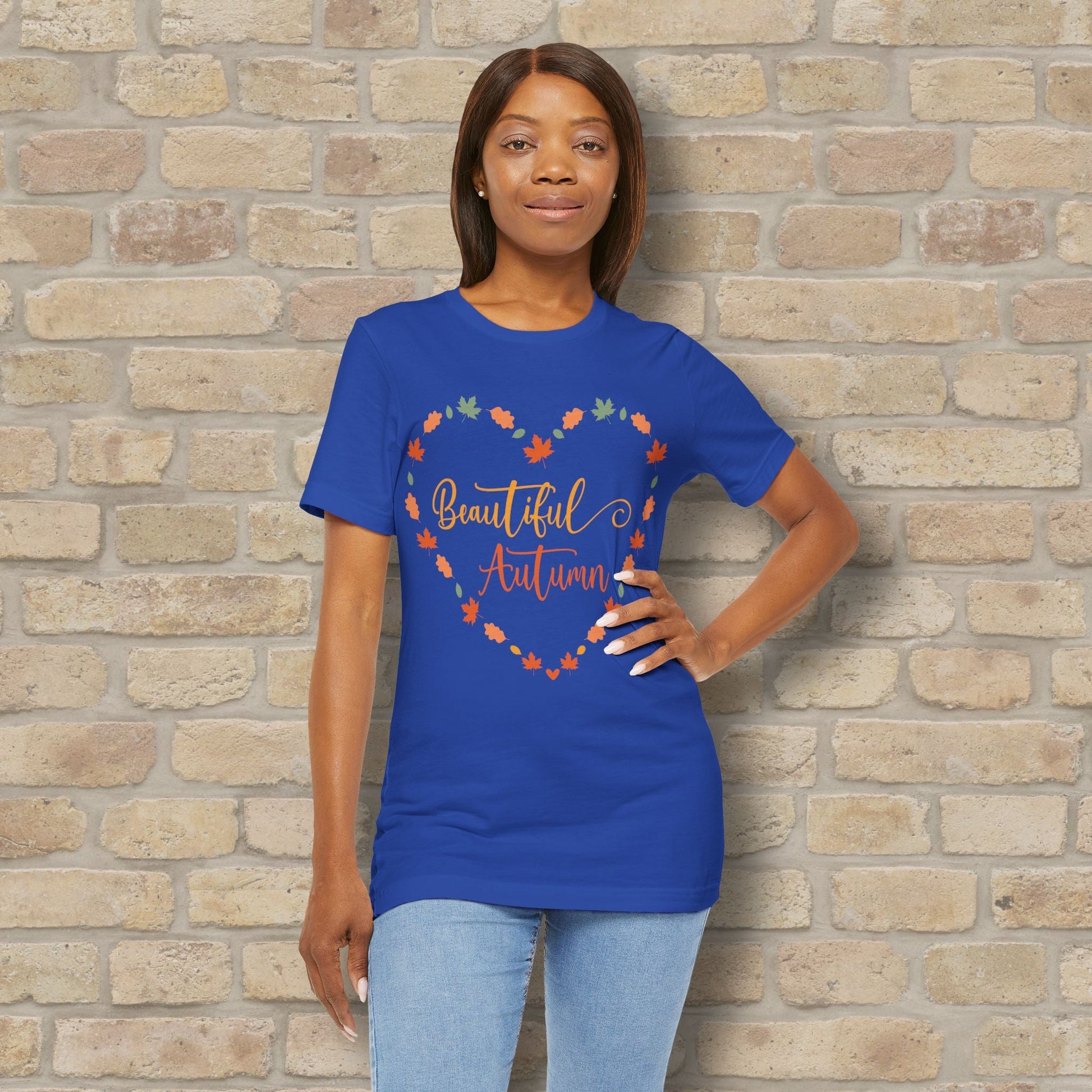 Graphic & Text Beautiful Autumn Heart Tee - Vibrant Styles