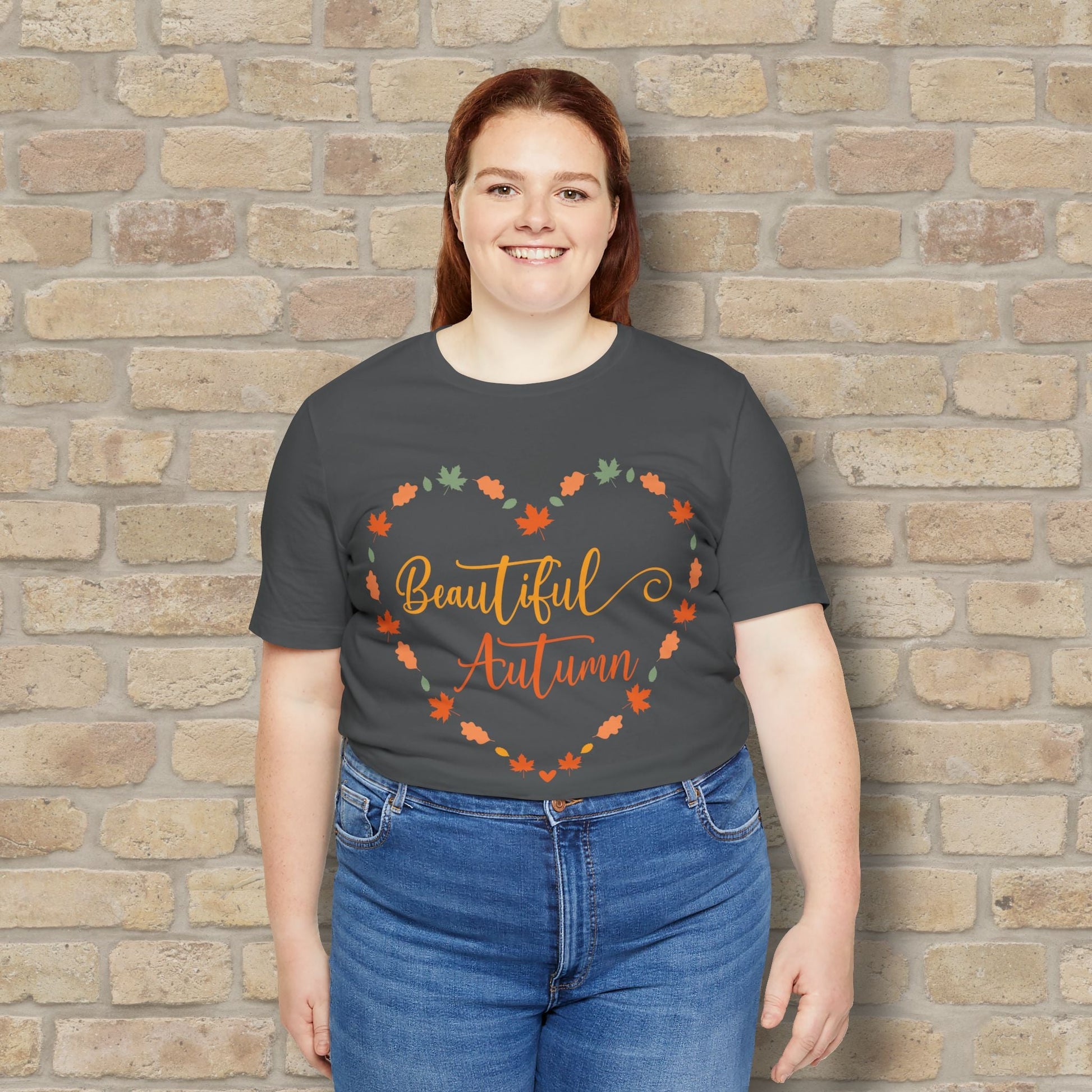 Graphic & Text Beautiful Autumn Heart Tee - Vibrant Styles